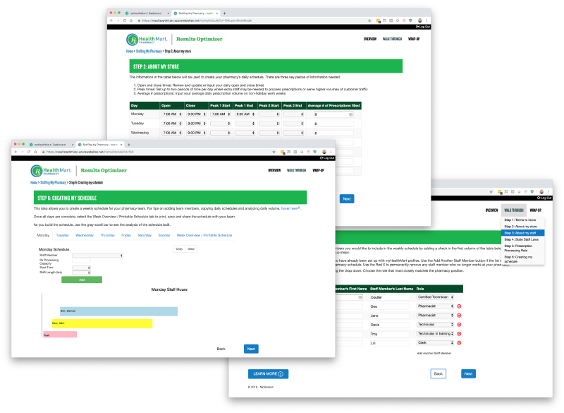 Product screens from an older staffing tool.