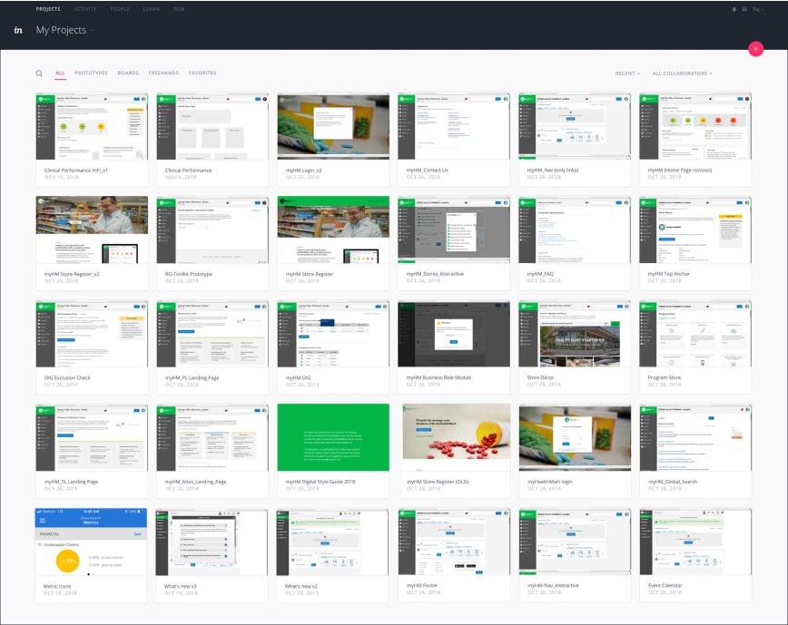 Various screens from McKesson projects tested through InVision tool.